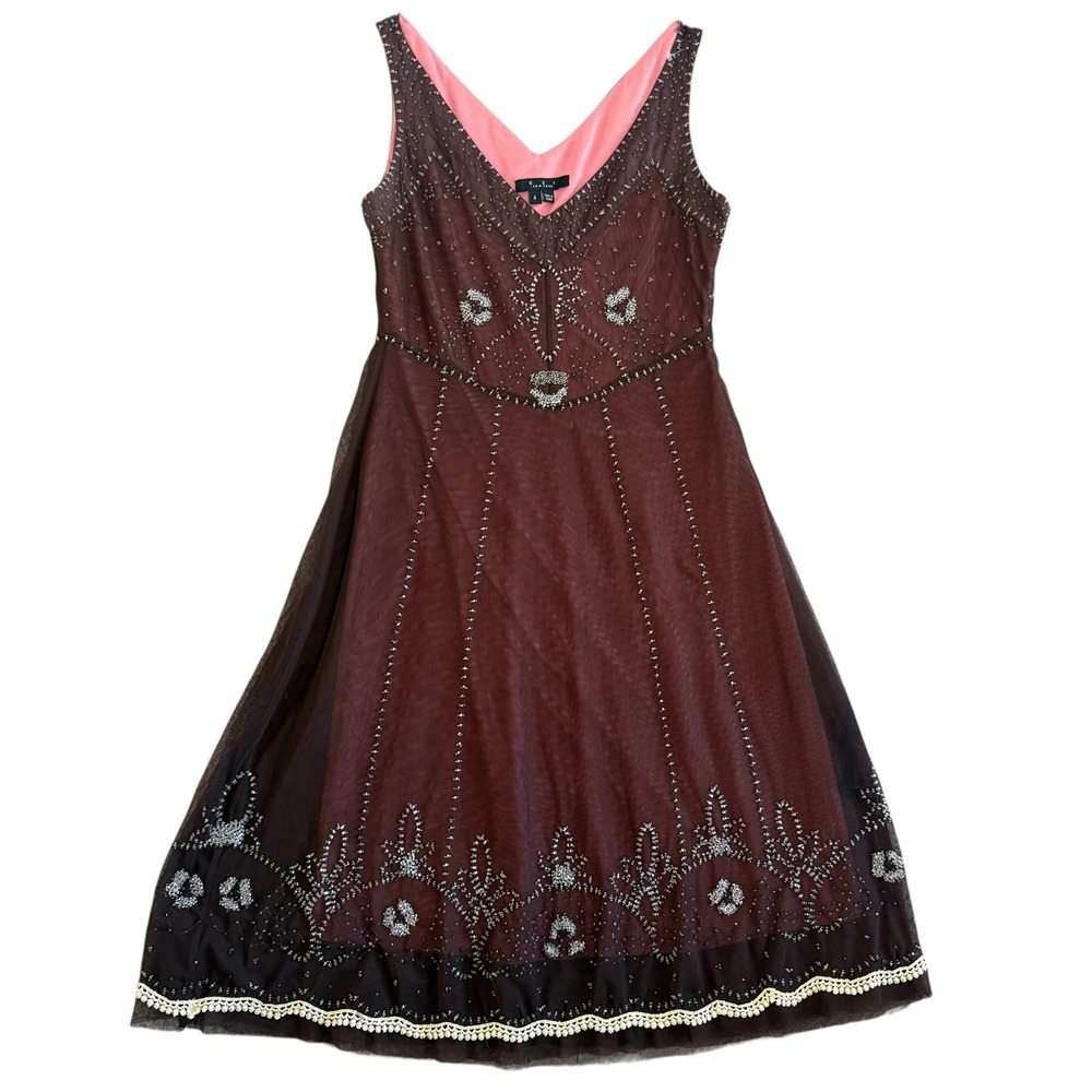 y2k beaded dress ECI | Dresses | Eci Ny Sz 4 Beaded Sheer Overlay Brown Pink Fairy Whimsical All-Year-Round Slaydiva Plus Size Elegant Color:Royal Blue Polka Dot Model is 5’11”.